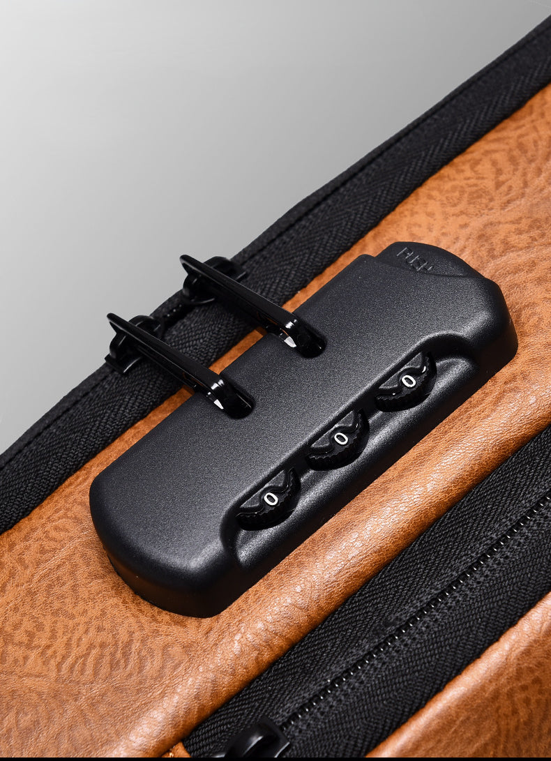 New Casual Chest Bag Travel shoulder bag Men Multifunction Anti-theft USB Charging Crossbody Bag Quality PU Leather Pack Male