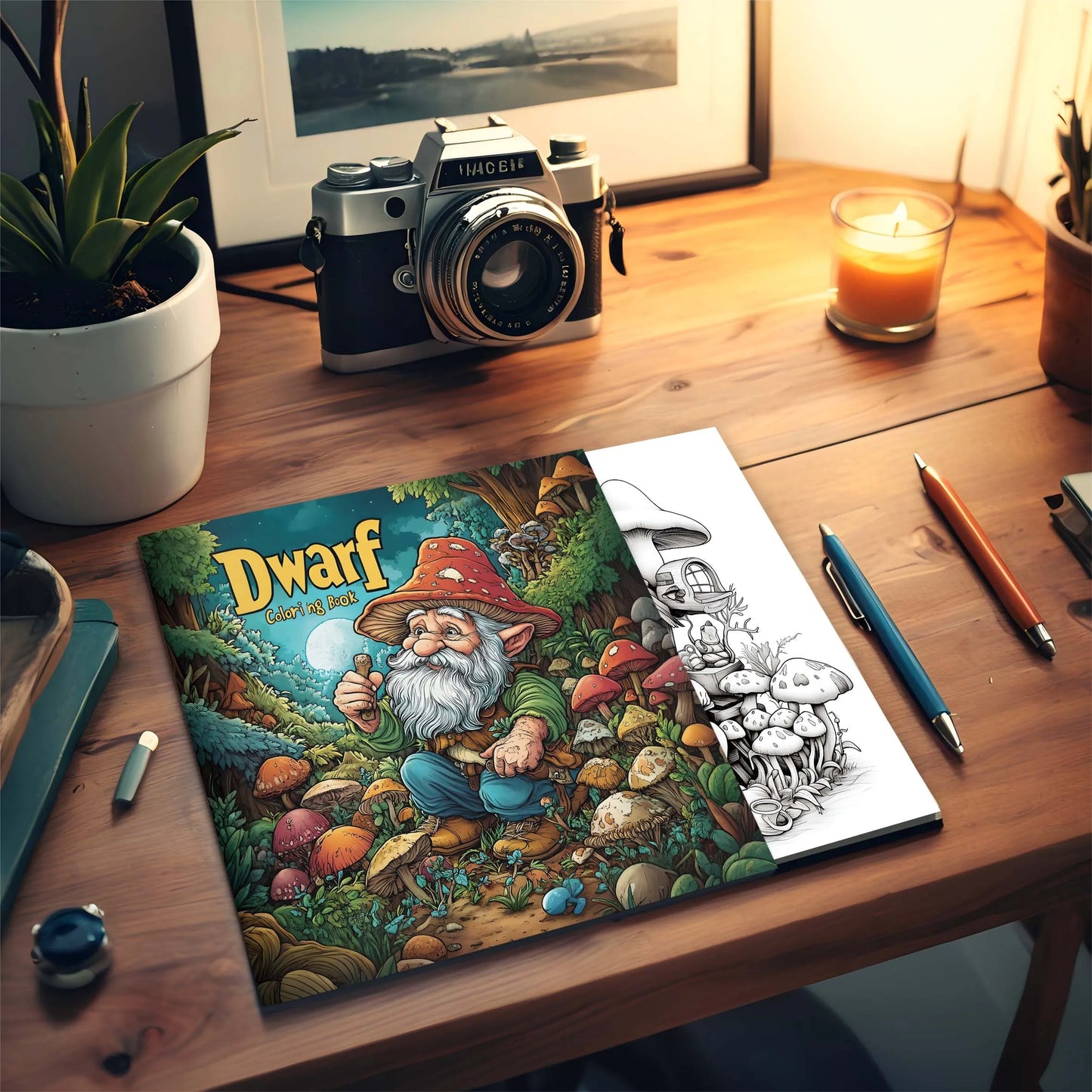 1pc Art Coloring Book 24Page Coloring Book Gift For Birthday Relieve Stress Kill Time Graffiti Painting Drawing Mushrooms Forest