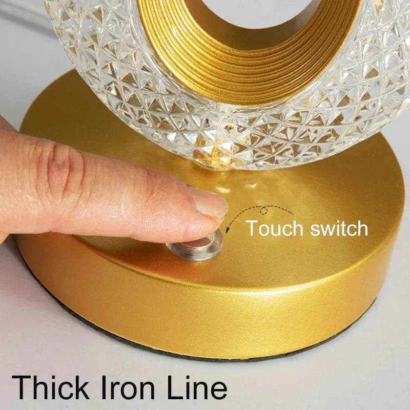 Touch Control 3D Crystal Track Night Light for Girls Room USB Bedside LED Ambient Table Lamp Home Decor Aesthetics