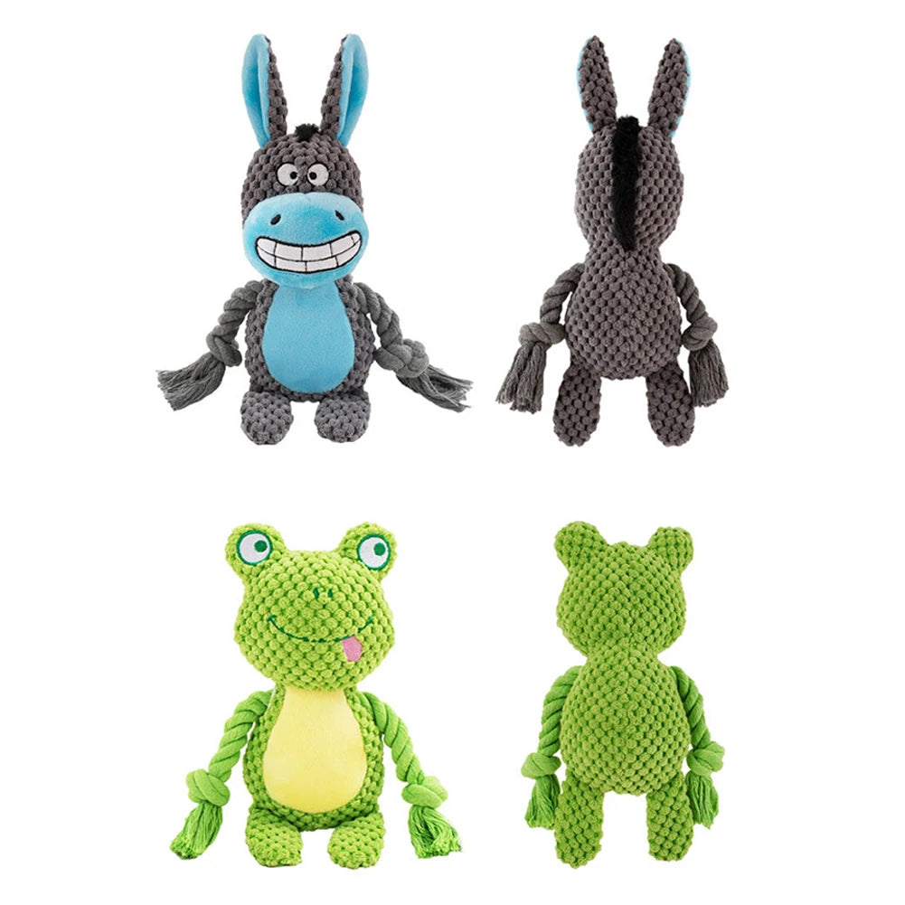 Dog Enrichment Toy Cute Animal Rope Dog Toy Plush Puppy Chew Pet Squeak Toy Cartoon Interactive Games For Dogs Stuff For Dogs