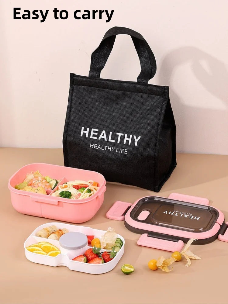 1200ML Double Layer Lunch Box Portable Compartment Salah Fruit Food Box Microwave Lunch Fork and Spoon Picnic Fresh Box