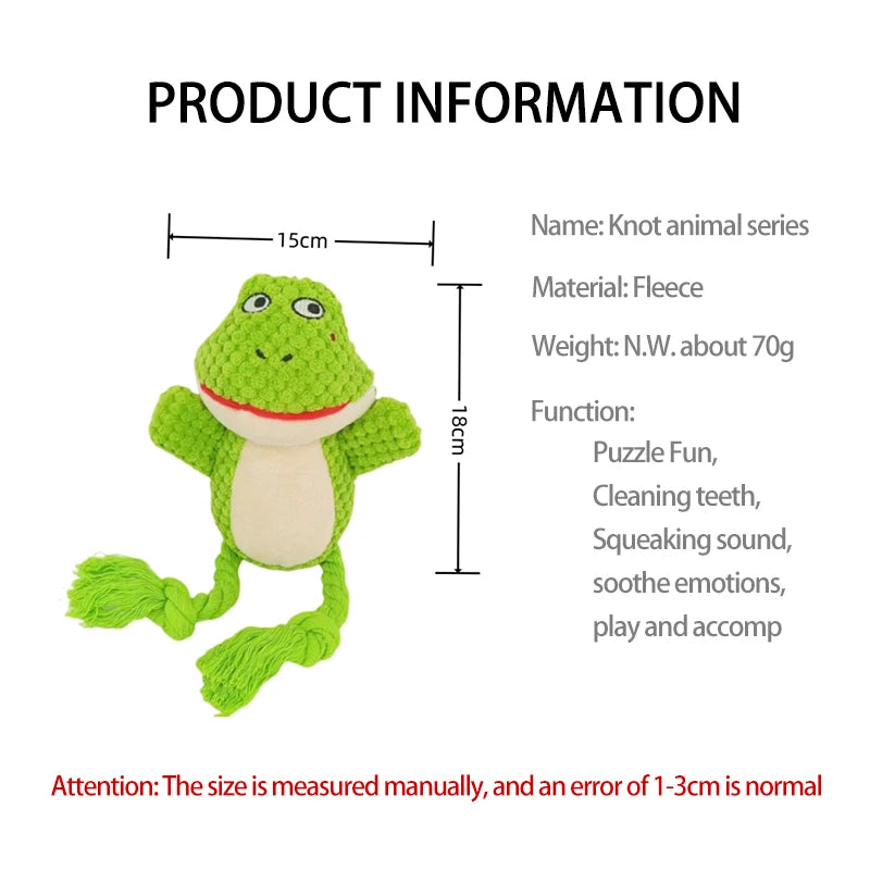 Dog Enrichment Toy Cute Animal Rope Dog Toy Plush Puppy Chew Pet Squeak Toy Cartoon Interactive Games For Dogs Stuff For Dogs