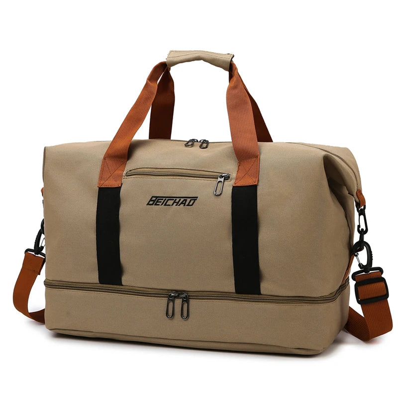 Casual outdoor travel handbag,women's fitness yoga bag,weekend overnight bag, large capacity dry and wet separation travel bag.