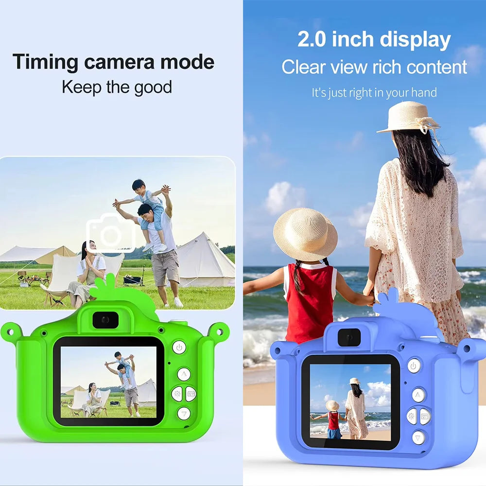 Kids Toys Camera HD 2.0 Inch Screen Cartoon Parrot Case 32GB Card Video Photo Child Birthday Festival Gifts Digital Camera Toys