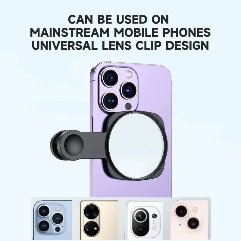 Smartphone Camera Mirror Reflection Clip Kit Portable Mobile Phone Camera Mirror Clip With Storage Bag Phone Rear Selfie Mirror