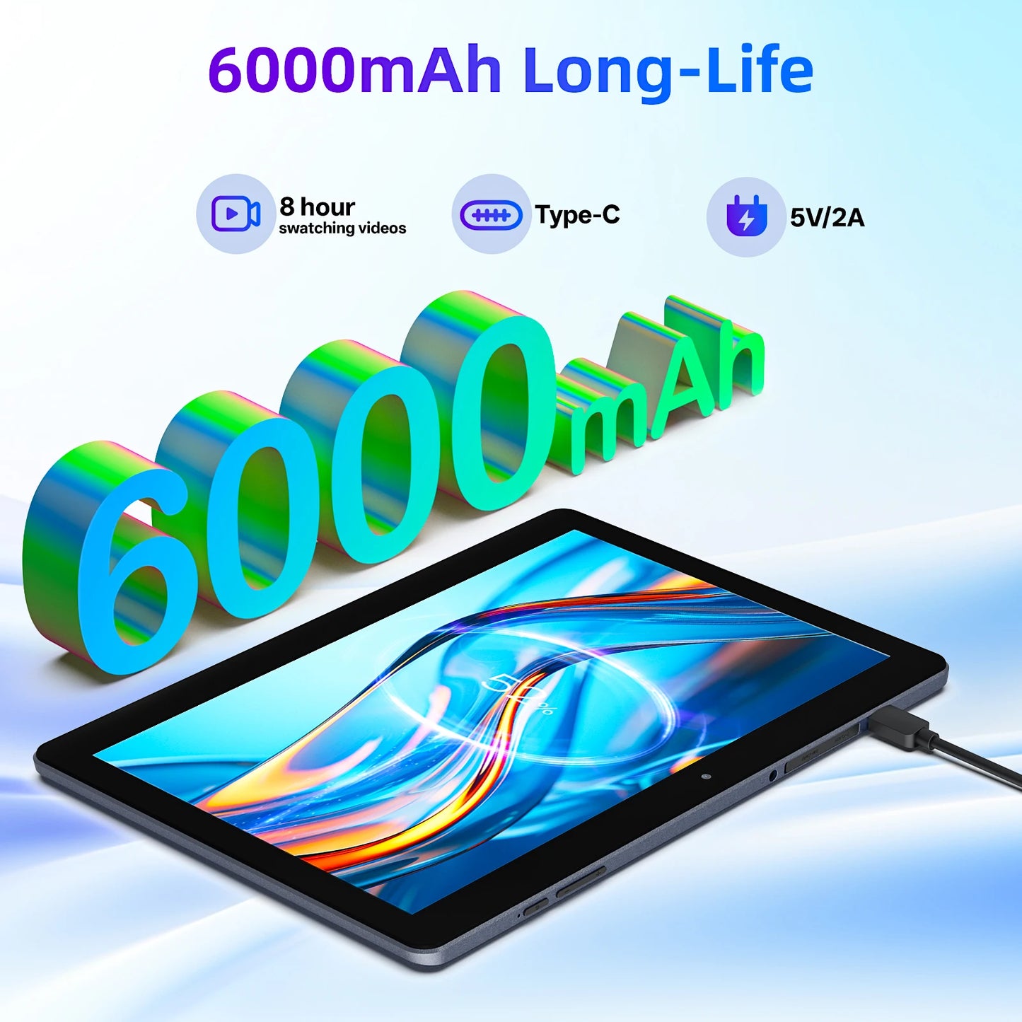 BAKEN 10.1-inch Android 13 tablet, quad-core processor, 4(2+2)GB+64GB, dual cameras, wifi, Bluetooth, 6000mAh battery