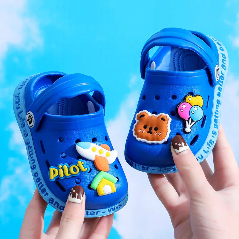 Children Cute Cartoons Sandals for Girls Boy Summer Baby Shoes Animal Rabbit Garden Beach Shoes Cave Hole Breathe Kids Slipper