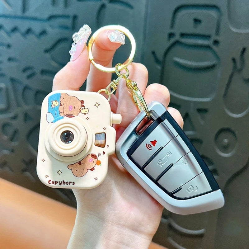 New Capybara Projection Camera Keychain Cartoon Kawaii Mini Camera Keyring Hanging Decoration Fashion Backpack Pendant