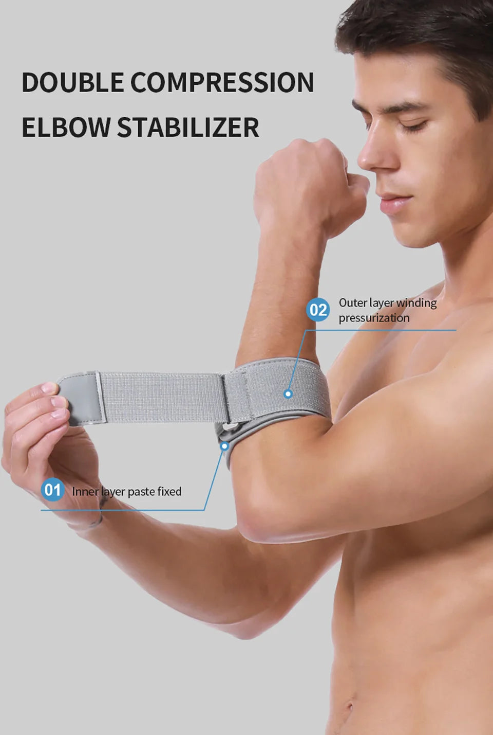 GOBYGO 1Pcs Breathable Tennis Elbow Brace Compression Pad Relieves tendonitis Adjustable Tennis Golf Elbow Forearm Brace Strap