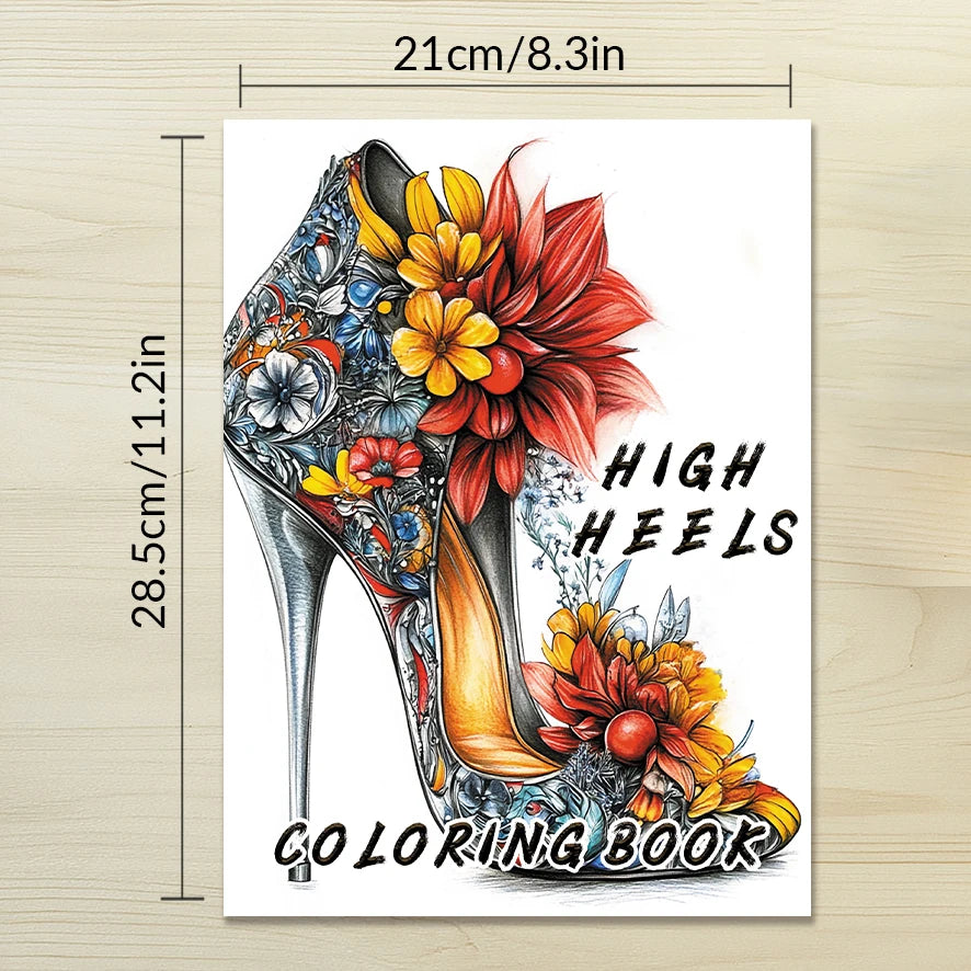 Coloring Book - 8.3 x 11.2 inches 32 pages of elegant high heels coloring book - ideal gift for family or friends