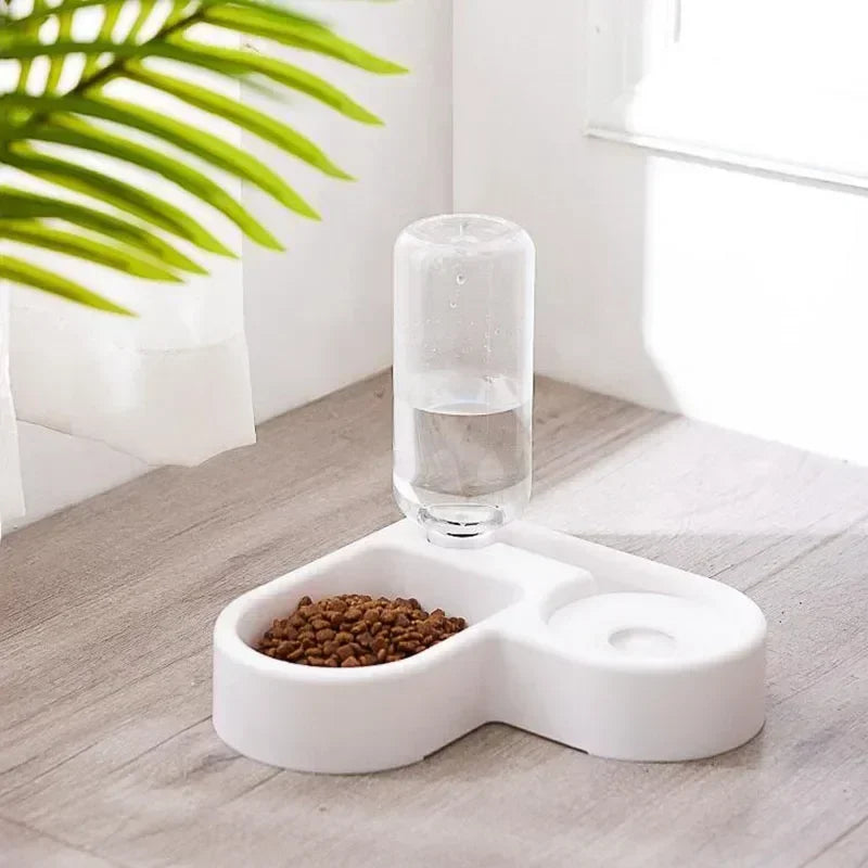 Pet food bowl, food container with automatic water storage and equipped with pet water dispenser 2-in-1 cat bowl water dispenser