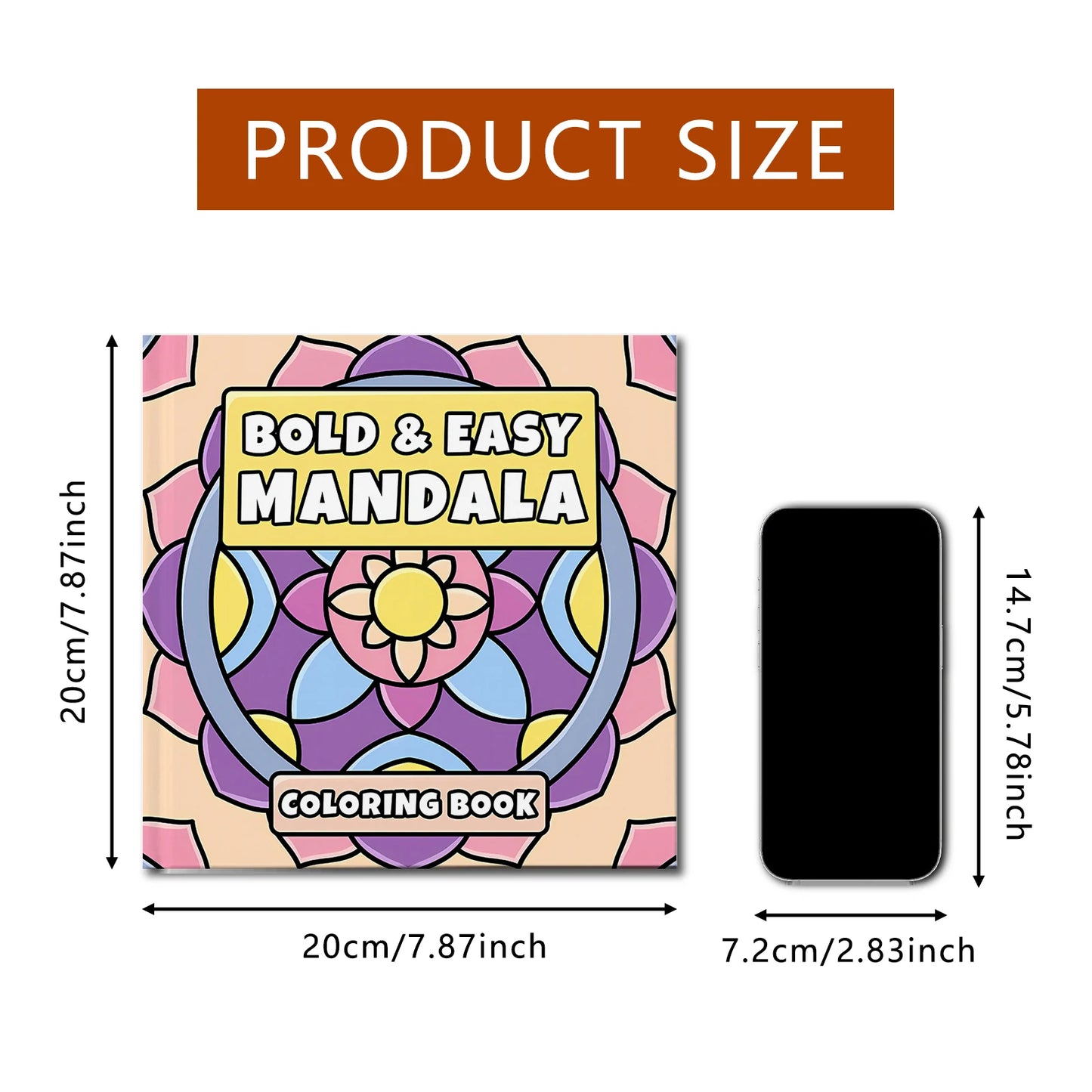 BOLD & EASY MANDALA Art Coloring Book Flowers 24 Page Gift For Birthday Party Relieve Stress Kill Time Graffiti Painting Drawing