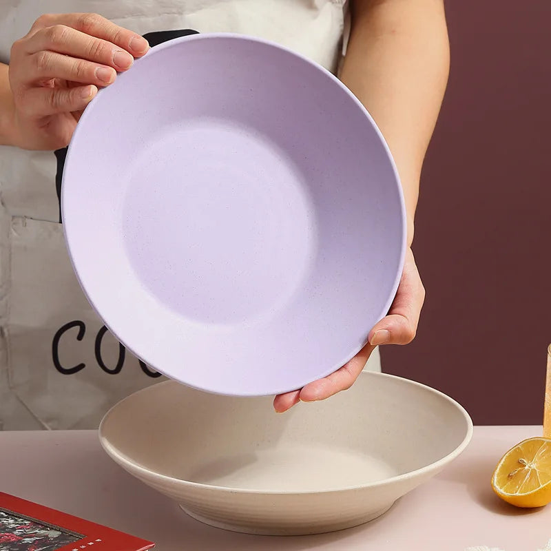 Wheat Straw Soup Bowl Microwavable Plastic Tableware Fruit Salad Bowls Cereal Ramen Pasta Dishes Dinner Plate kitchen Utensils