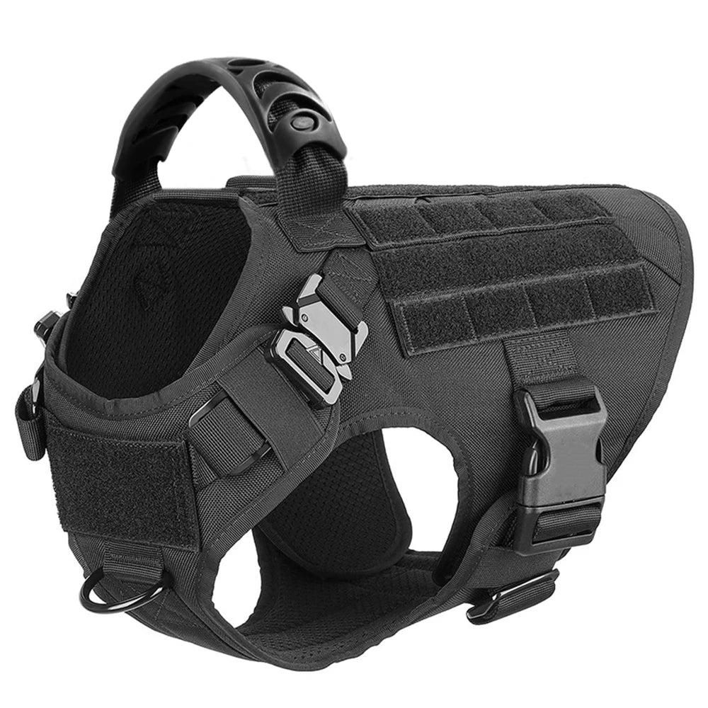 Large Dog Collar Military Dog Harness Leash Molle Pouches Pet Training Vest Tactical German Shepherd Harnesses Dogs Accessories