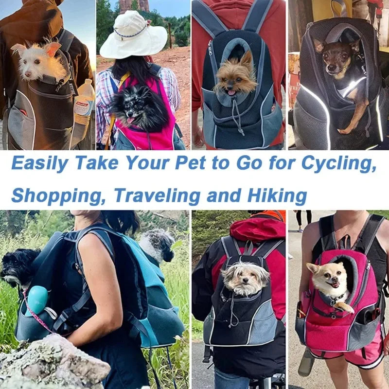 New Double Shoulder Portable Travel Backpack Outdoor Pet Dog Carrier Bag Pet Dog Front Bag Mesh Backpack