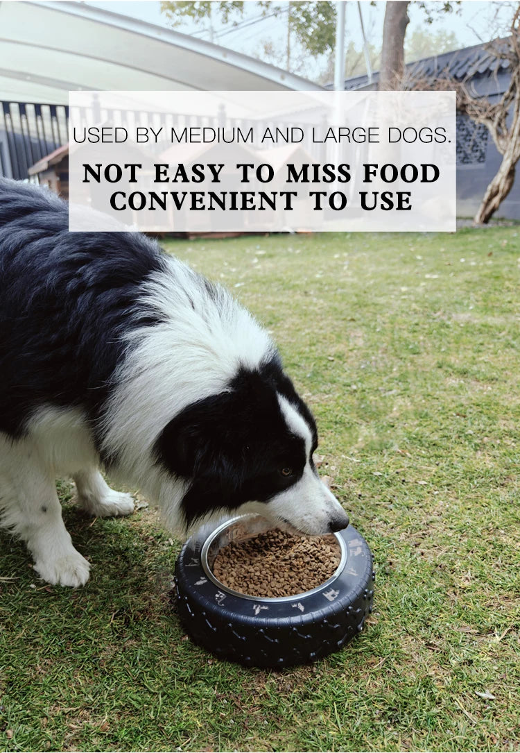 Pet Bowl Tire Shape Large Diameter Bowl Non-Slip Removable and Washable Pet Food Utensils