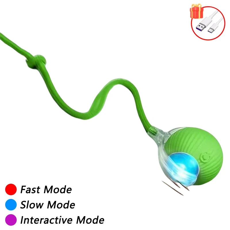 2025 Rechargeable Auto Interactive Cat Ball with Faux Tail Wireless Smart Motion Sensor Cat Toy for Indoor Cats Pet Accessories