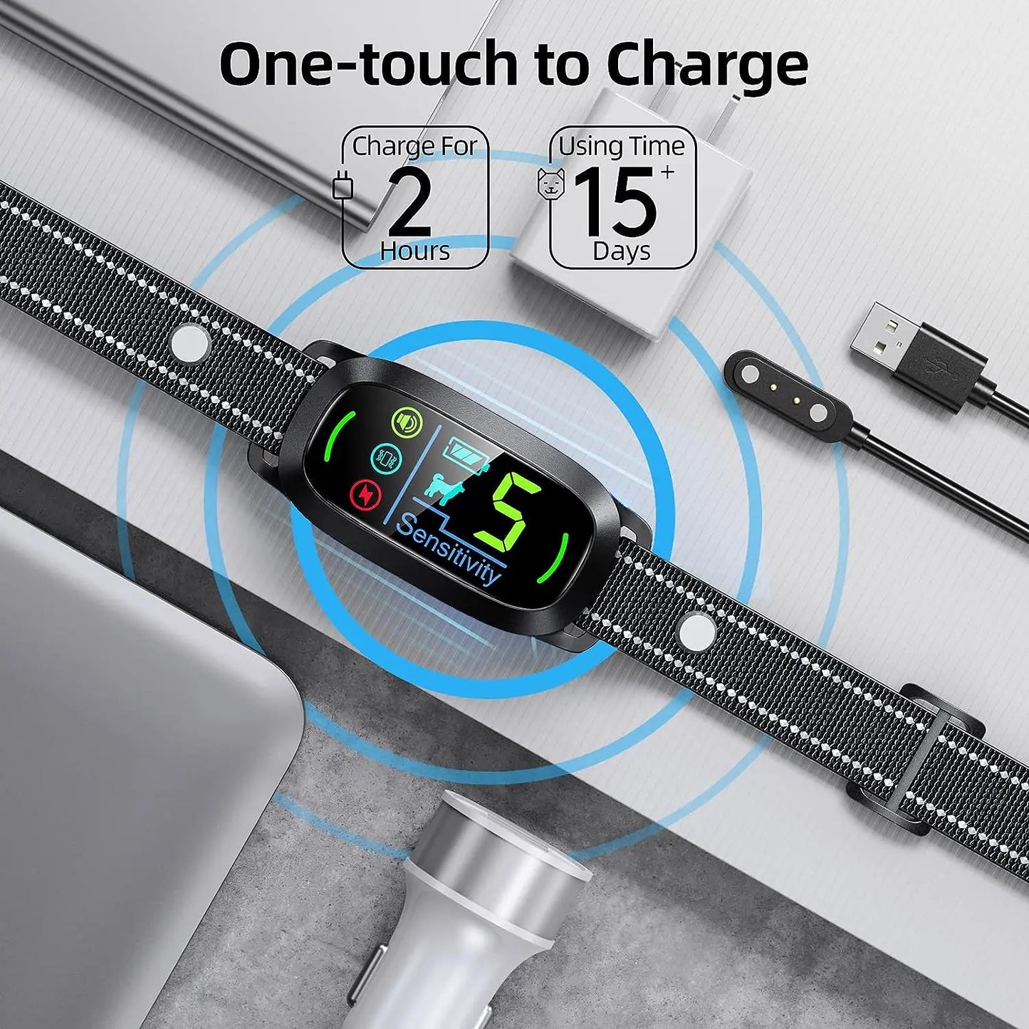Dog Bark Collar,Rechargeable Smart Collar,Anti Barking Training Collar with 5 Adjustable Sensitivity Beep Vibration Shock