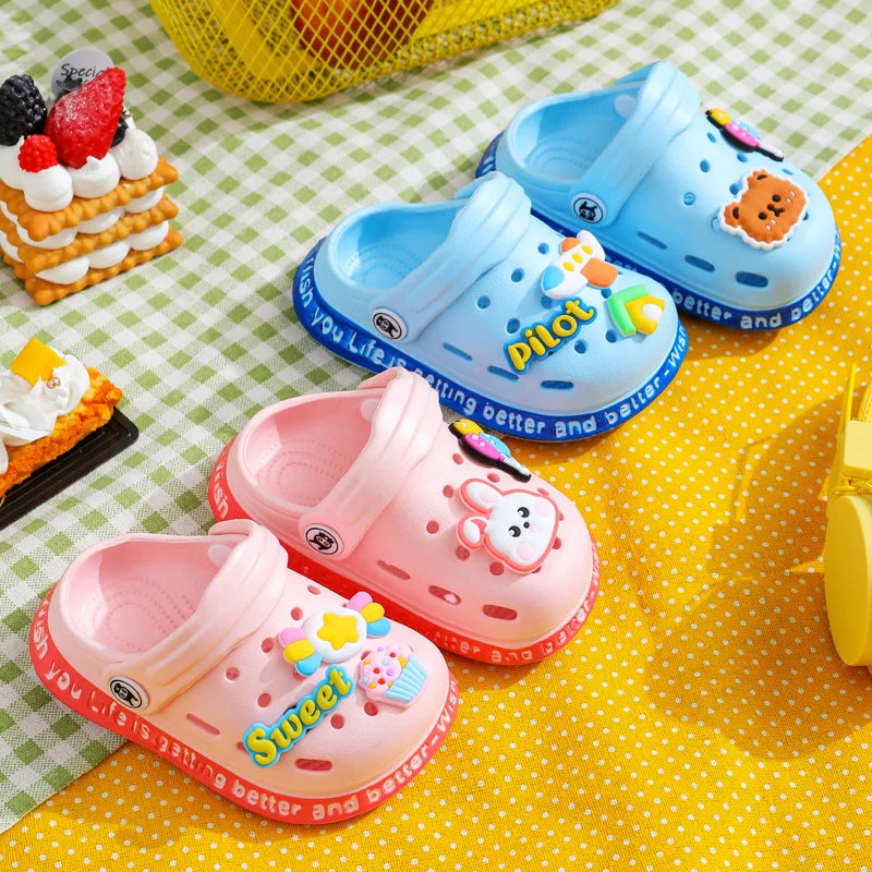 Children Cute Cartoons Sandals for Girls Boy Summer Baby Shoes Animal Rabbit Garden Beach Shoes Cave Hole Breathe Kids Slipper