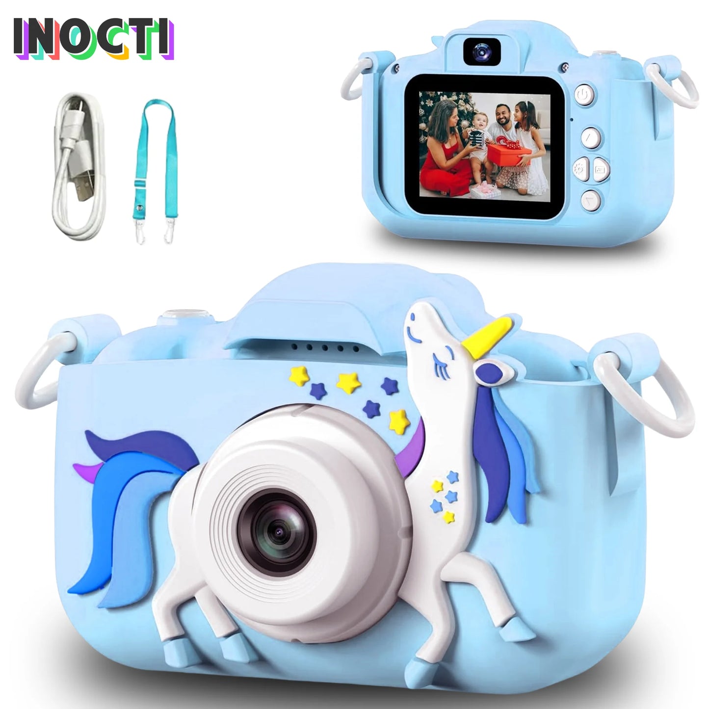INOCTI Kid's Camera Toddle Selfie Camera Unicorn Series Digital Toy With 32GB Gift Toys Christmas Birthday Gifts