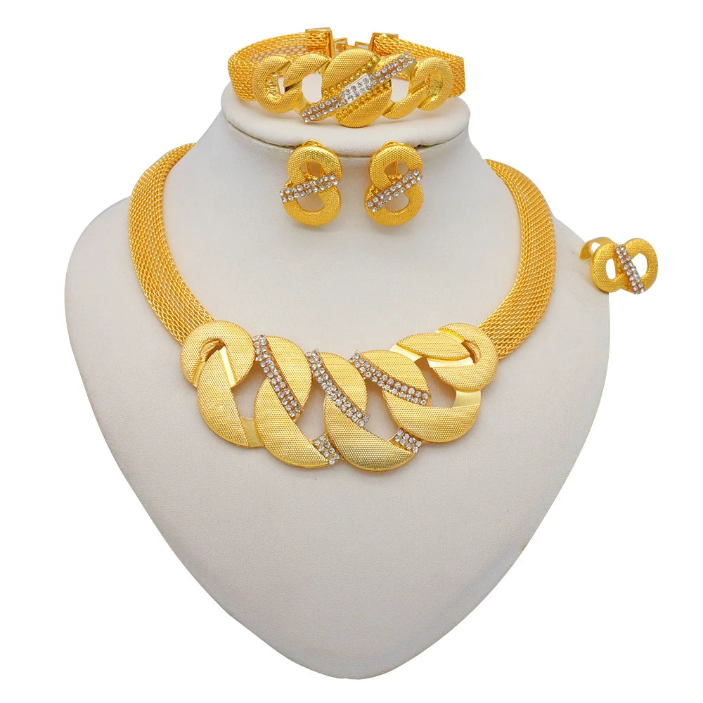 2023 Fine Jewelry Sets For Women Dubai Bridal Wedding Gifts Necklace Bracelet Earrings Ring Jewellery Set African Bead jewelry