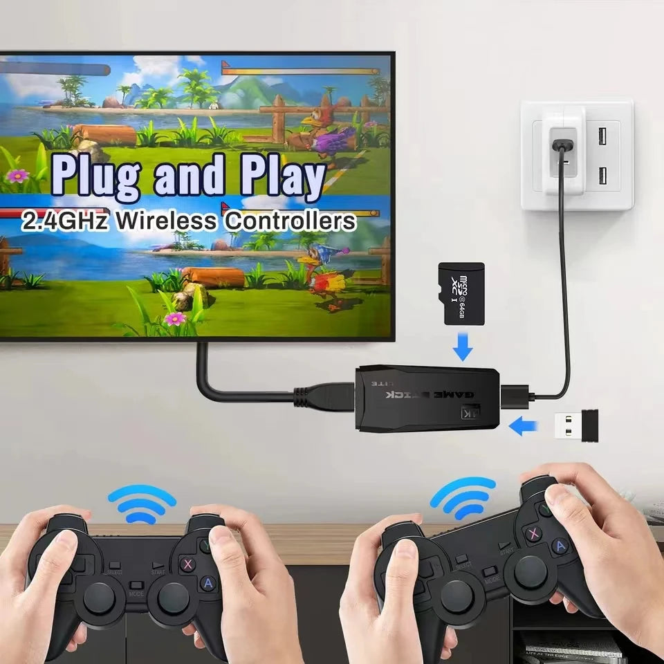 M8 4K Game Stick TV Video Game Console 64G Built-in 20000+ Games Wireless Controller Gamepad Retro Handheld Game Player For PS1