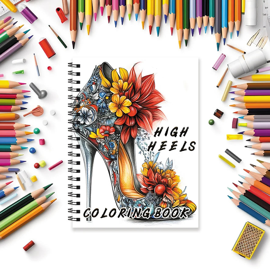 Coloring Book - 8.3 x 11.2 inches 32 pages of elegant high heels coloring book - ideal gift for family or friends