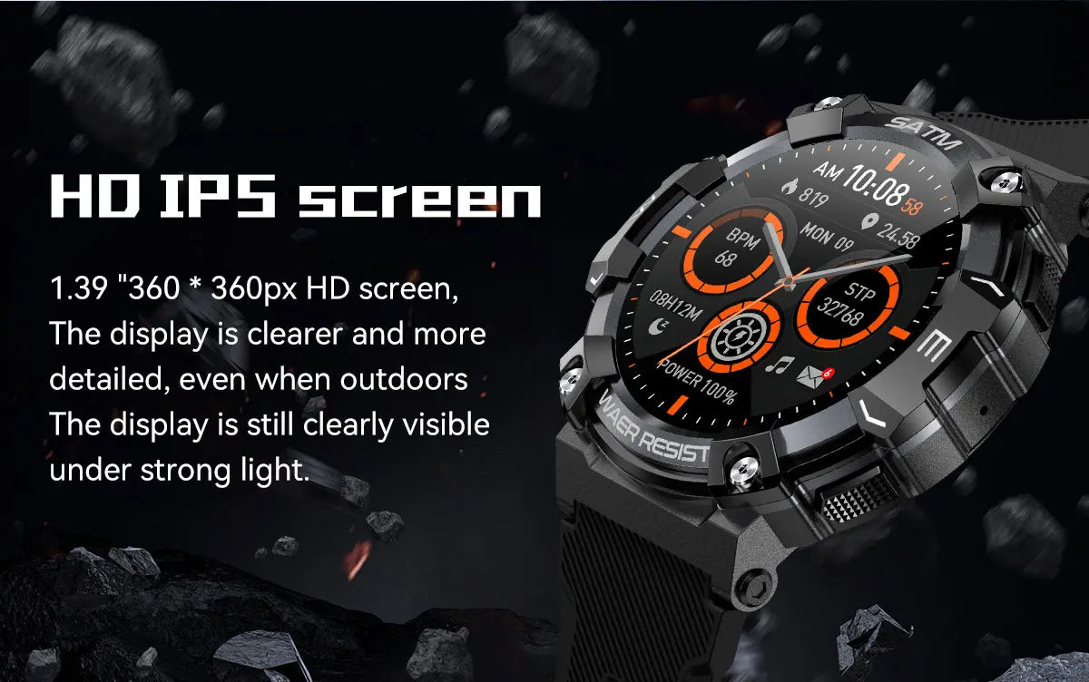 PG666 Bluetooth Call Smart Watch Men Outdoor Rugged Sport Fitness Tracker Smartwatch Heart Rate Blood Pressure Oxygen Monitor