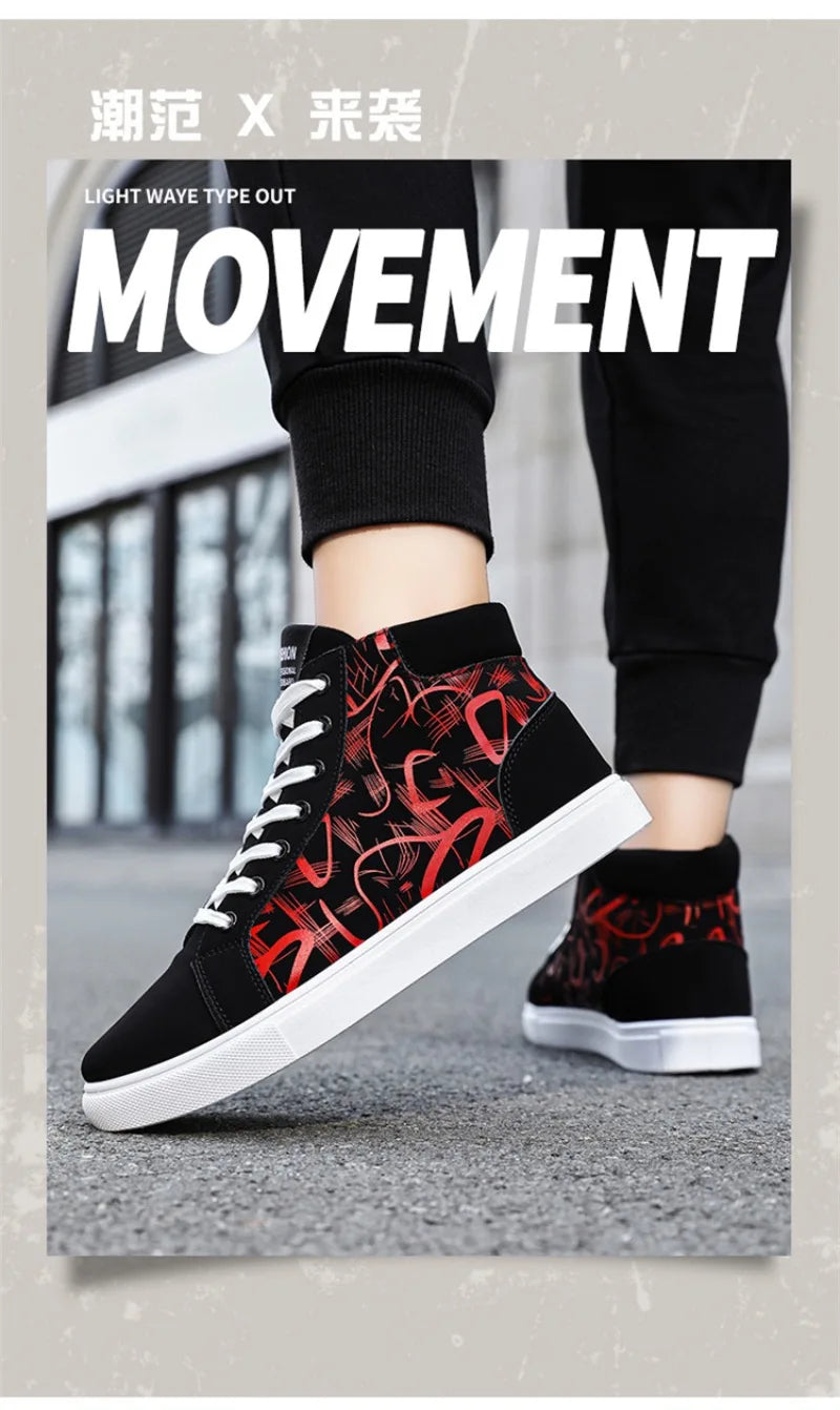 Men's Sneakers Fashion High Top Canvas Shoes Autumn New Casual Shoes for Men Lace Up Platform Vulcanized Shoes Big Size48 Tenis