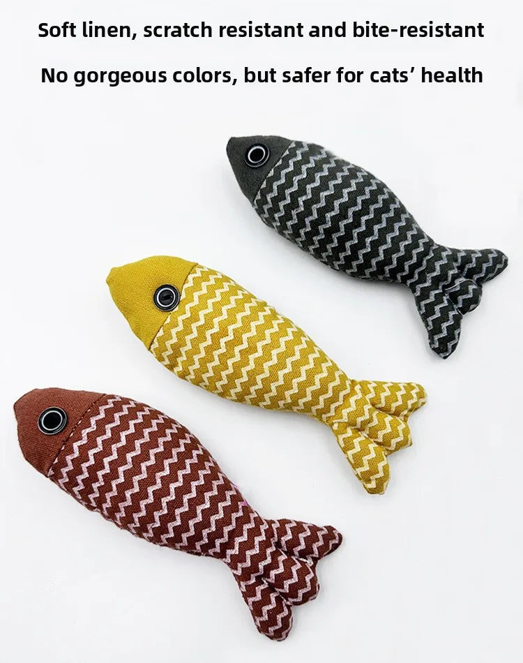 Cat Toys Saury Fish Crinkle Sound Soft and Durable Interactive Kitten Kicker for Indoor Kitty Exercise for All Breeds