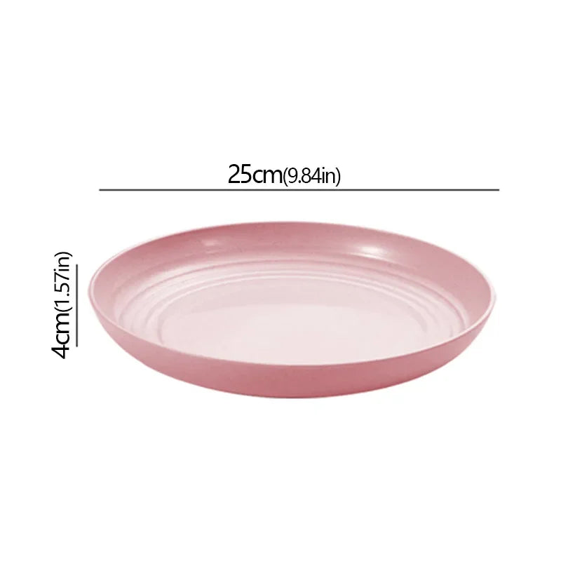 Wheat Straw Solid Color Round Plates Salad Dessert Dinner Reusable Microwave Safe Anti Fall And Shatter Plates Fruit Plate