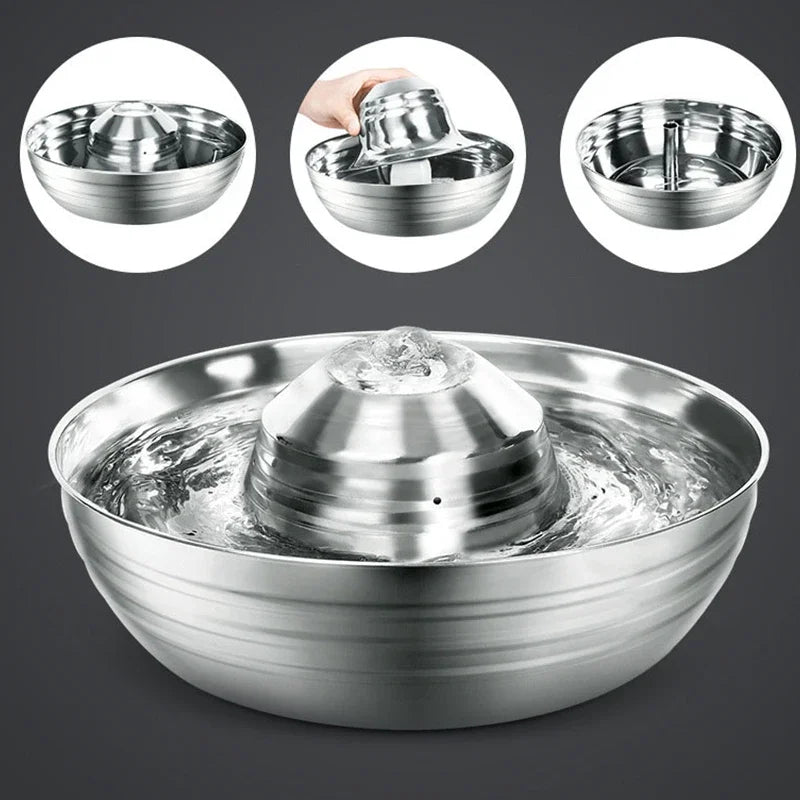 Stainless Steel Cat Fountain Filter Water Drinking Fountain Pet Cat Dog Ultra-Quiet Automatic Fountains and Filter Cats Drinker