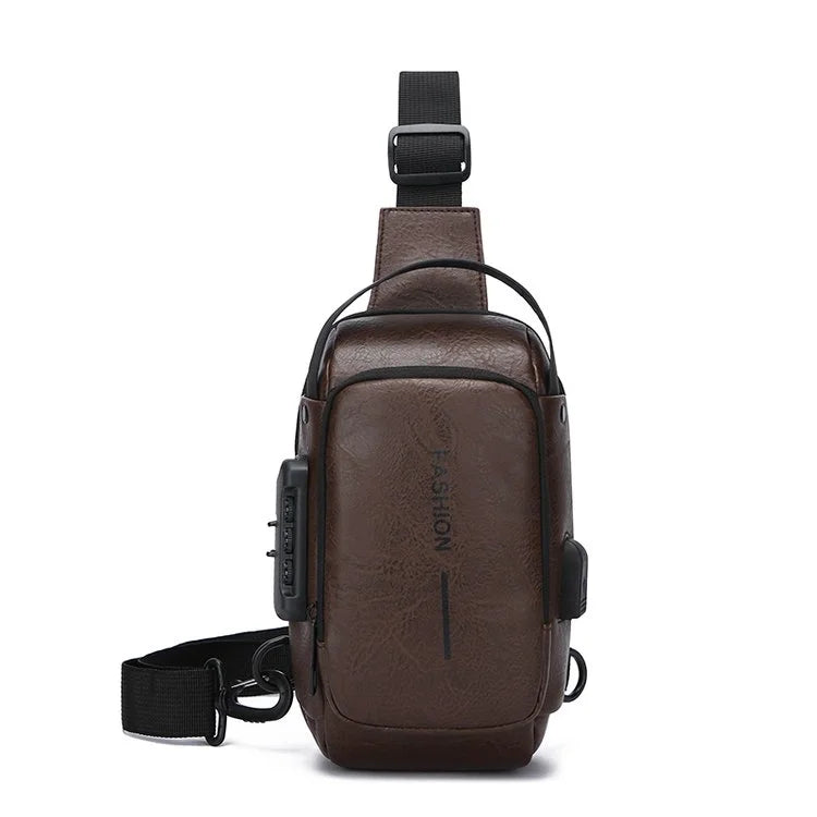 Men's Multifunction Anti-theft USB Chest Bag, Sling Shoulder Bag, Password Lock Crossbody Bag Suitable for Cycling