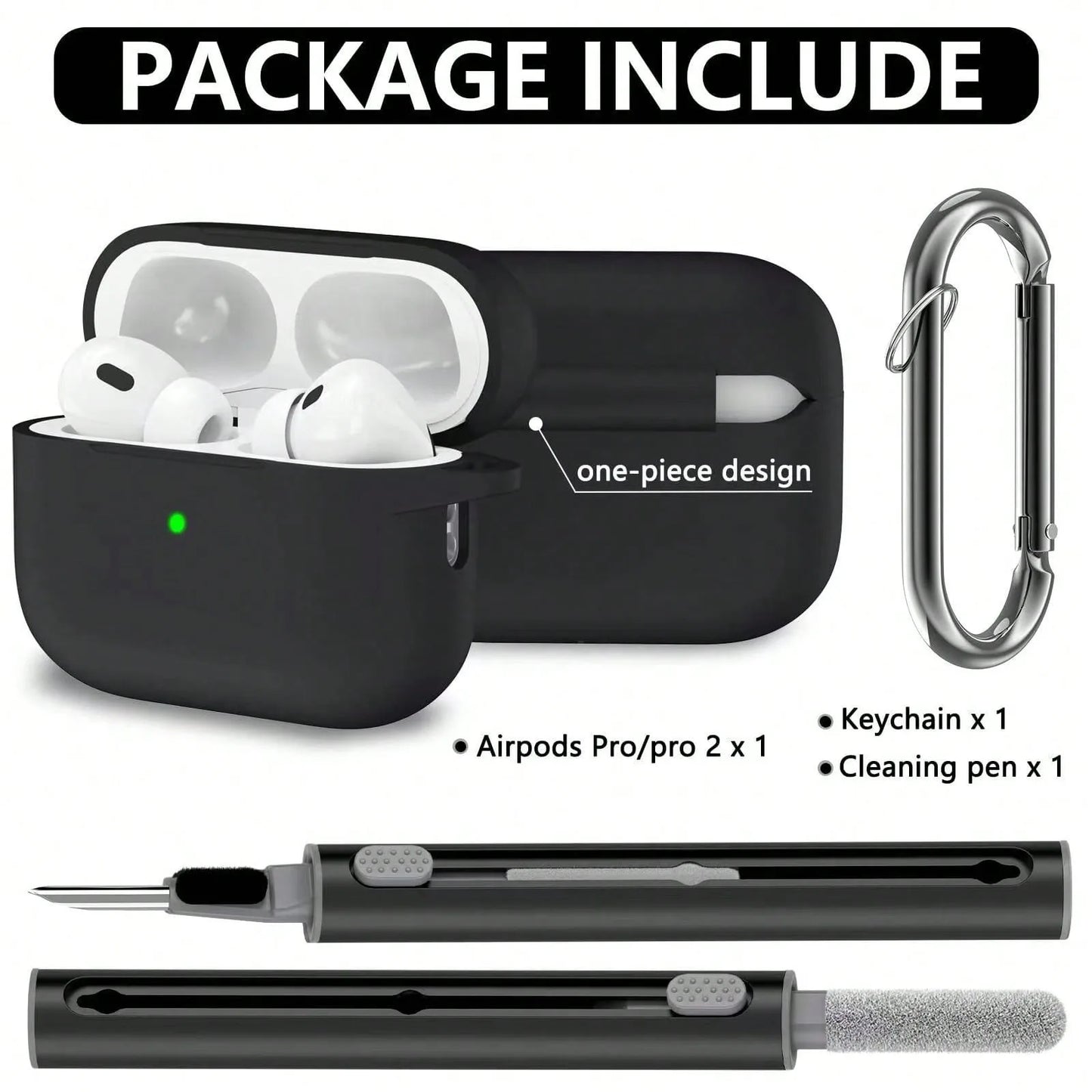 Earphone Case for AirPods Pro2 Cover with Cleaner Kit Soft Silicone Protective with Hook Wirless Headphones Cover