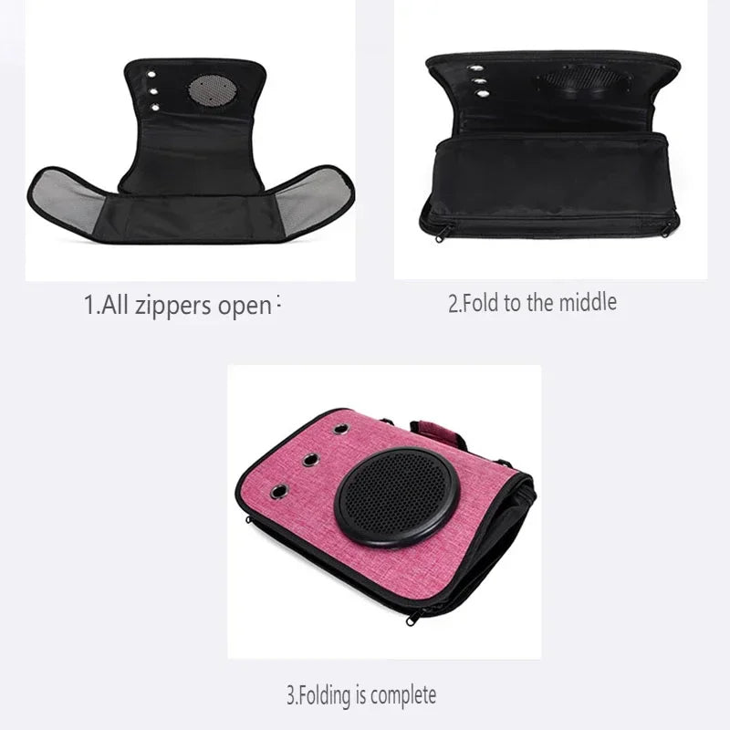 Portable Cat Bag Foldable Hand-held Space Capsule Shoulder Bags Pet Crossbody Bag Mesh Breathable Outing Kitten and Dog Supplies