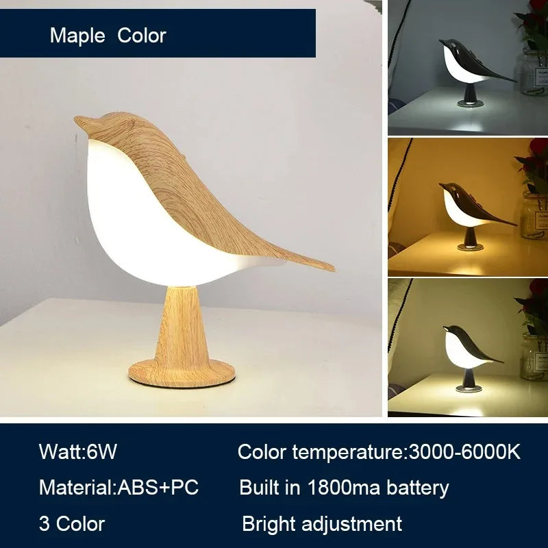 Modern Night Light Touch Control Bedroom Table Reading Lamp Home Tool Cute Small Bird Shape Protect Sleeping Creative Atmosphere