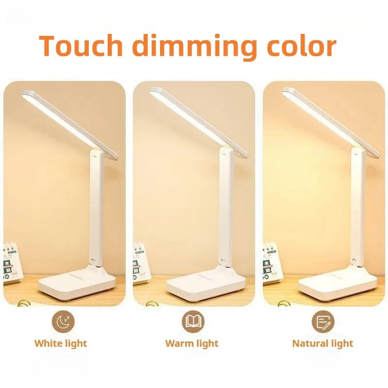 LED Table Lamp Eyes Protection Touch Dimmable LED Reading Light Student Dormitory Bedroom Reading USB Rechargable Desk Lamp