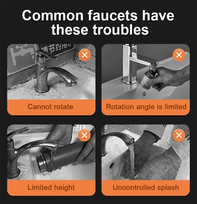 Universal 1080° Rotation Faucets Extender Sprayer Head Kitchen Robot Arm Extension Faucet Aerator Mixer Bubbler Water Tap Nozzle