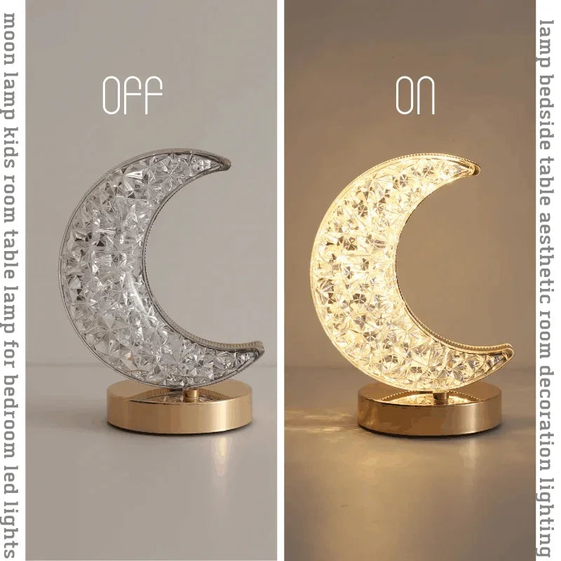Touch Control 3D Crystal Track Night Light for Girls Room USB Bedside LED Ambient Table Lamp Home Decor Aesthetics