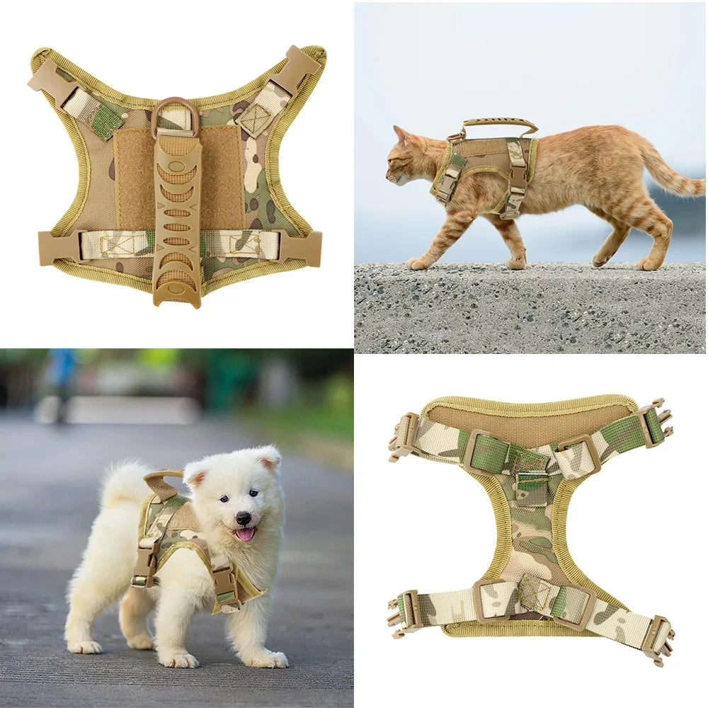 Tactical Dog Harness Small Breed Puppy Harness Cat Vest Adjustable For Military Service Dogs Accessories Training Working