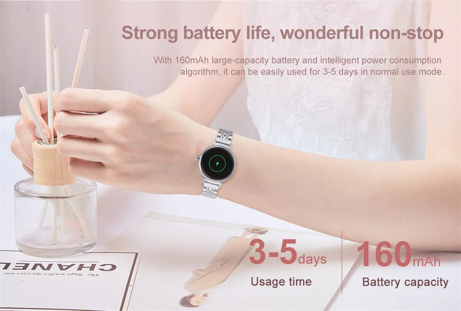 AMOLED Small Screen Fashion Women Smart Watch 454*454 HD Pixel Screen Always Show Time Bluetooth Call Smartwatch Metal Body 2023