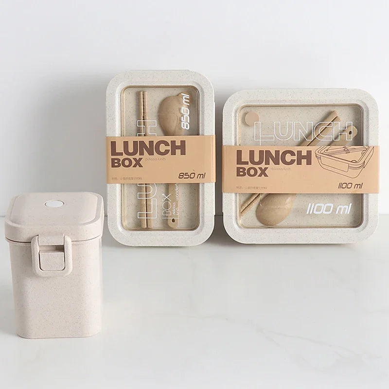 1pc Wheat Straw Lunch Box Healthy BPA Free Bento Boxes Microwave Dinnerware Food Storage Container Lunch Box for Kids