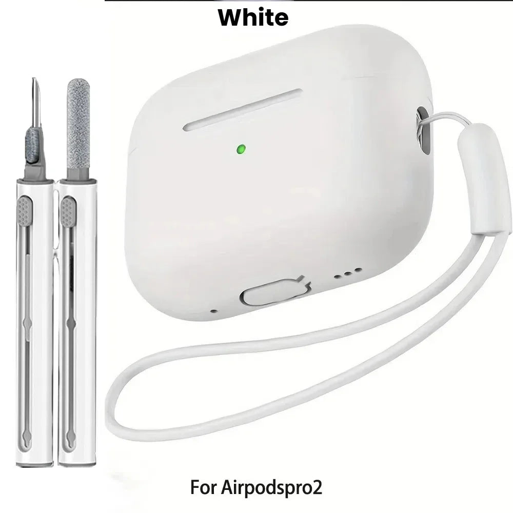 For AirPods Pro 2 Case Liquid Silicone Cover For AirPods Pro 2 2nd Pro2 2022 2023 Cases Sleeve With Cleaningr Pen Lanyard Funda