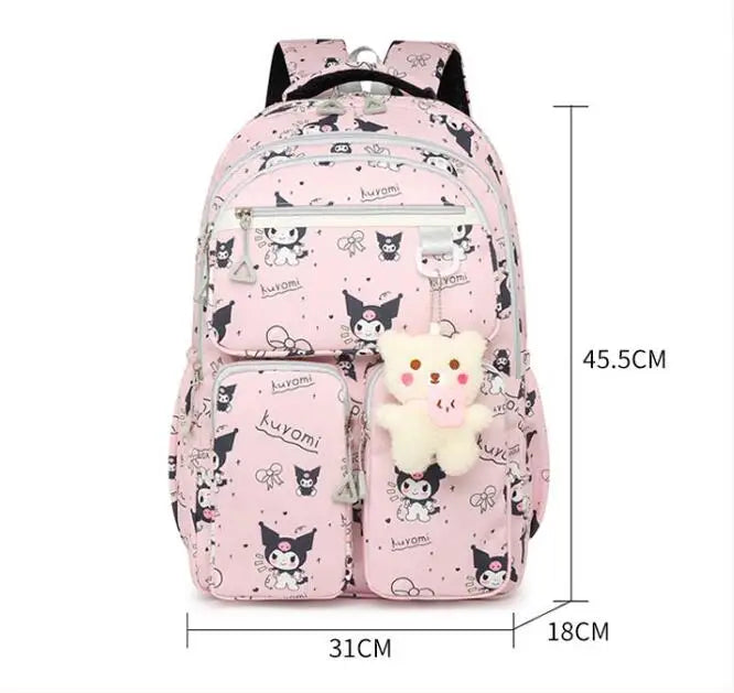 Kawaii Kuromi Backpack Junior High School Bag Student Schoolbag Anime Cartoon Shoulder Bag Girls Gift