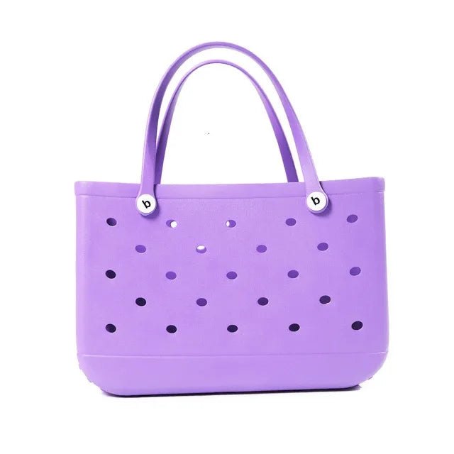 M/L/XL Fashion Beach Bags EVA Rubber Waterproof Storage Baskets Travel Shopping Handbag Women Shoulder Solid Color Tote Bag