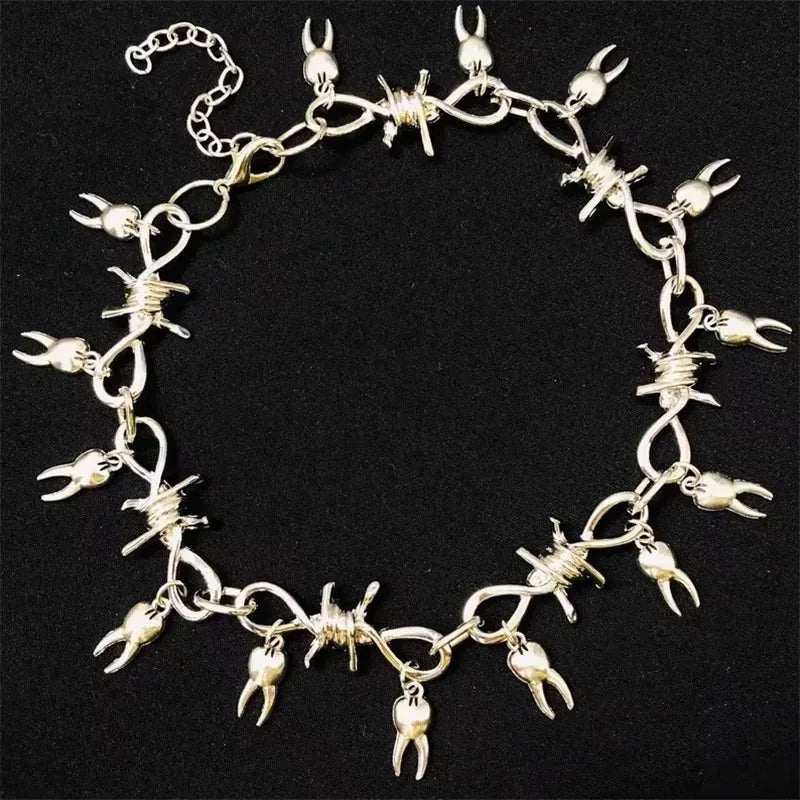 Chunky Tooth Choker, Rotten Teeth Choker, Fairy Barbed Wire Choker, Weird Jewelry, Goth Jewelry, Spike Punk Thorns Choker Gift