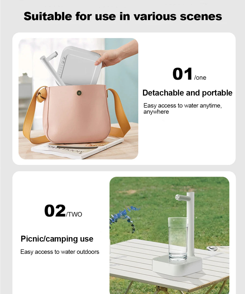 Water Gallon Pump Portable Electric Water Dispenser for Household Camping Smart Automatic Drinking Water Bottle Gallon Pump