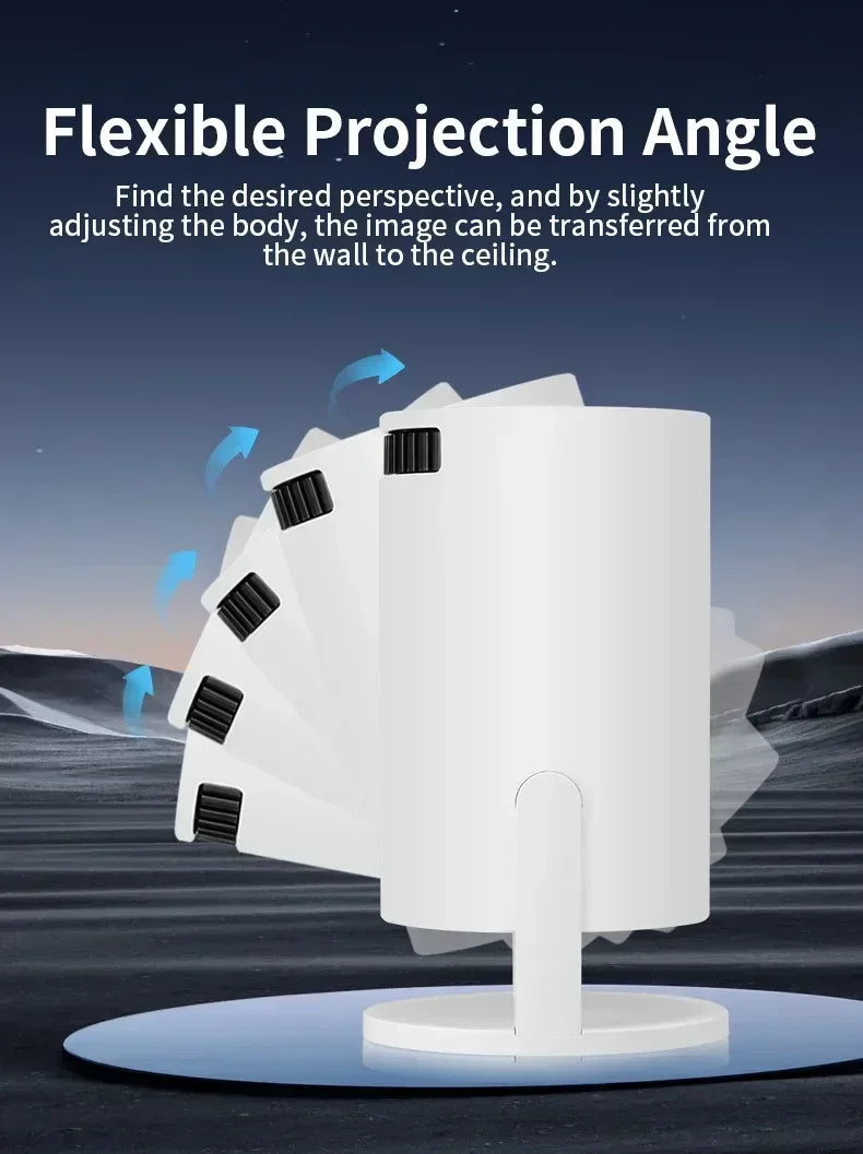 HY200 1080P Portable Projector, 270° Adjustable for Home Theater, Supports Smartphone/Tablet/PC Connection
