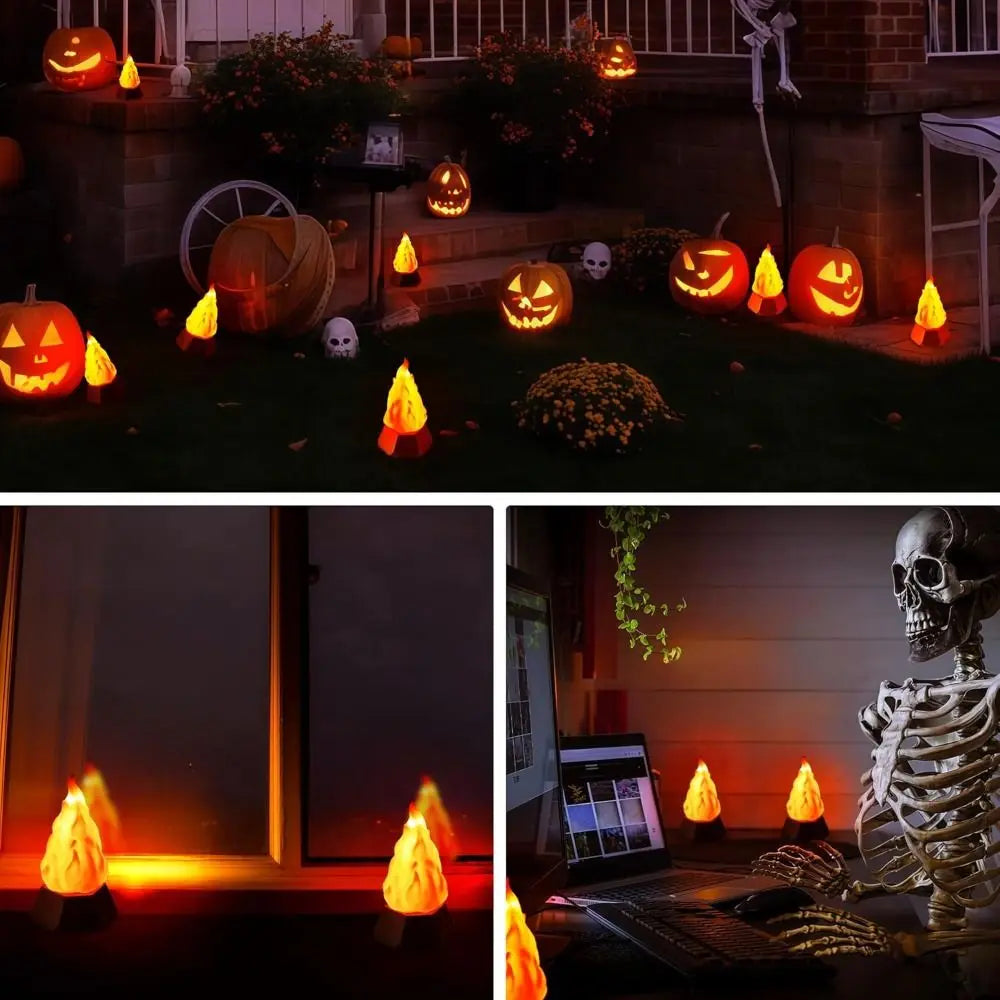 USB Rechargeable Flickering Flame Lamp 35H Runtime Energy Saving 3D Fake Fire Night Light Rechargeable Battery 3 Modes