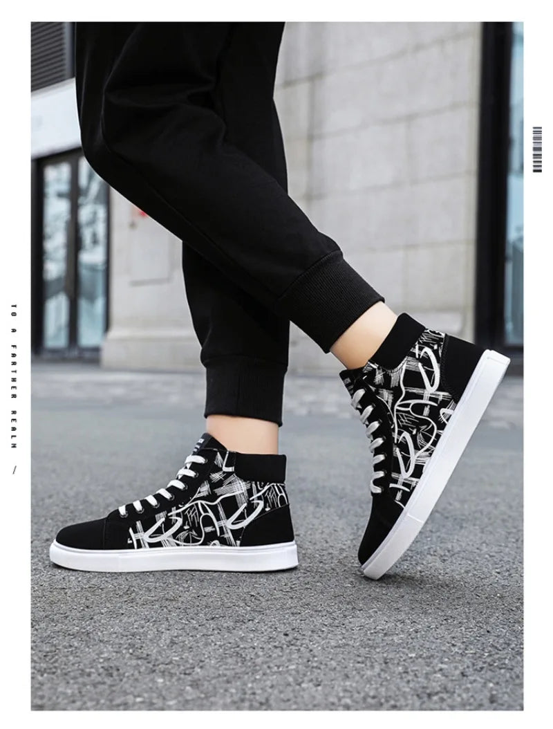 Men's Sneakers Fashion High Top Canvas Shoes Autumn New Casual Shoes for Men Lace Up Platform Vulcanized Shoes Big Size48 Tenis